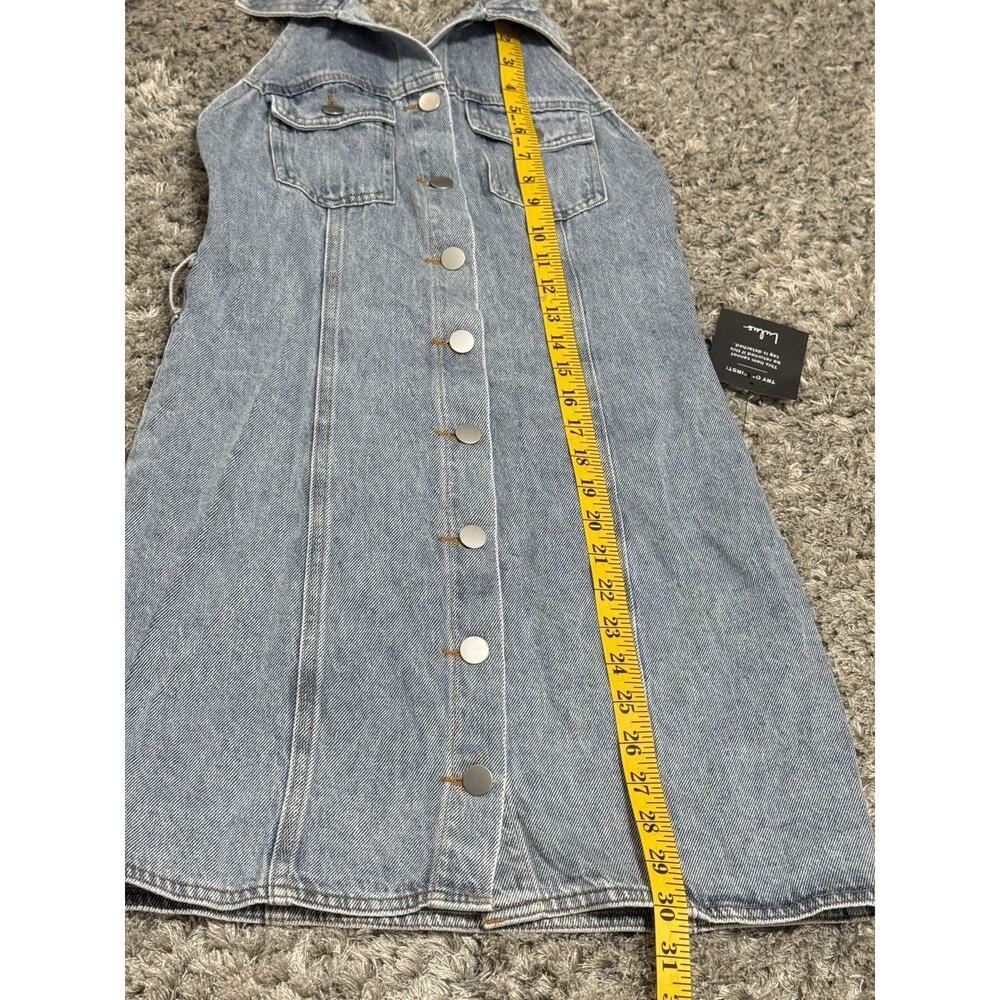 NWT Lulus Denim Buttons Mini Dress Halter Open Back Y2K Women’s XS - Picture 8 of 13
